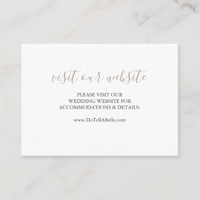 Wedding Website Insert Card Sandy Beige Script (Front)
