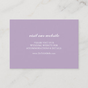 Wedding Website Insert Card Simple Lavender