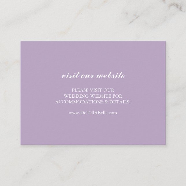 Wedding Website Insert Card Simple Lavender (Front)