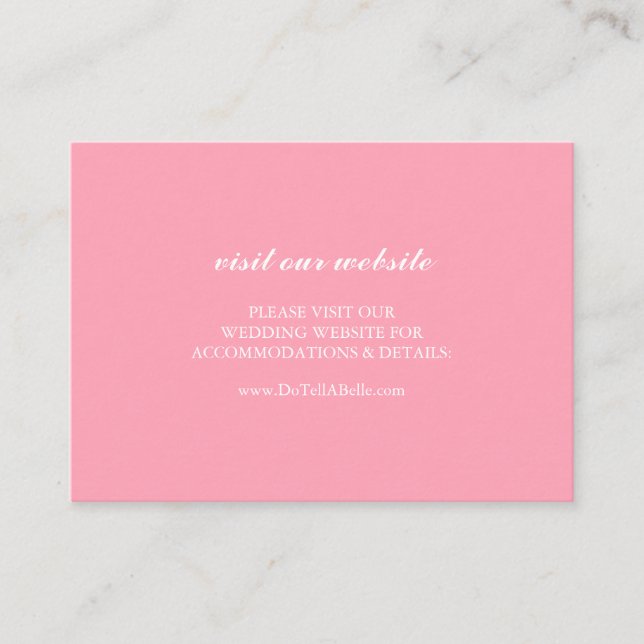 Wedding Website Insert Card Simple Pink (Front)