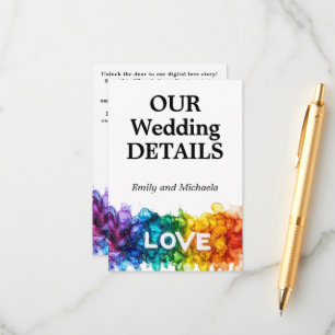 🌈 Wedding Website LGBTQ Painted With Love Enclosure Card