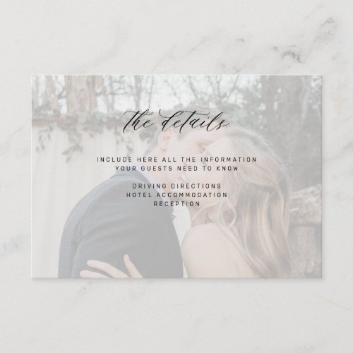 Wedding website minimal photo details enclosure card