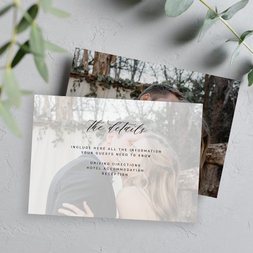 Wedding website minimal photo details enclosure card