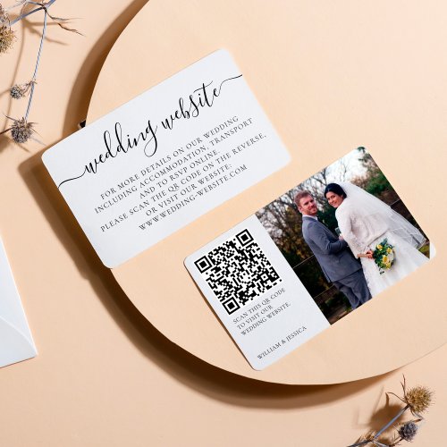 Wedding Website Minimalist Photo QR Code RSVP Enclosure Card