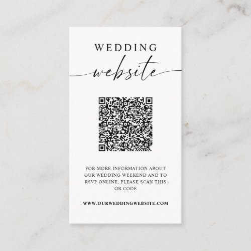 Wedding Website Minimalist QR Code Photo  Enclosure Card