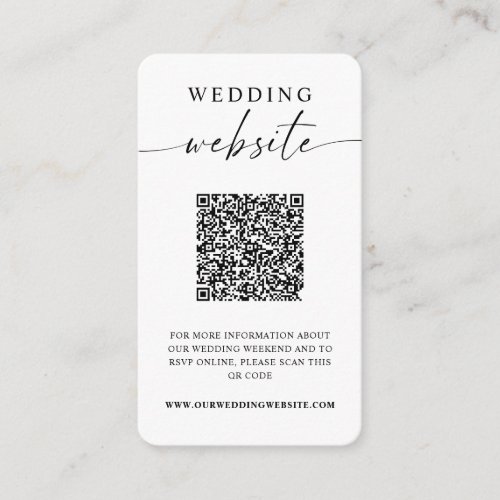 Wedding Website Minimalist QR Code Photo Enclosure Card