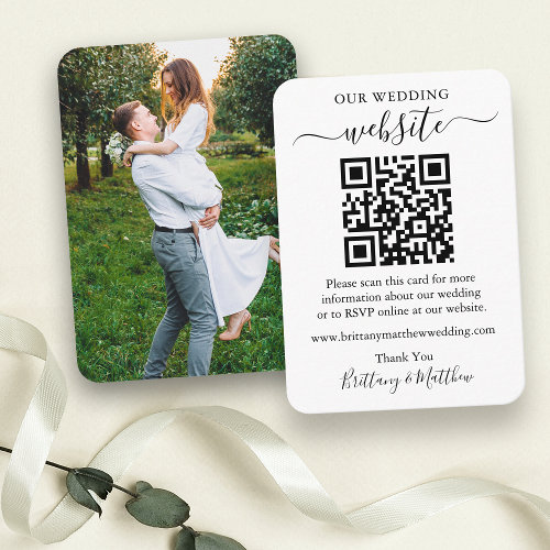 Wedding Website Minimalist QR Photo Rounded Edges Enclosure Card