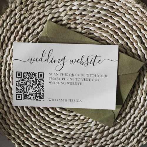 Wedding Website Minimalist Simple QR Code RSVP Enclosure Card