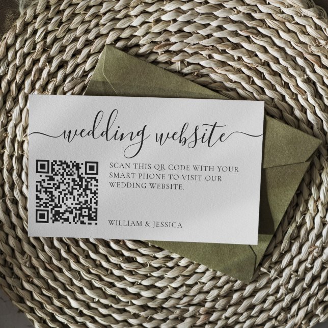 Wedding Website Minimalist Simple QR Code RSVP Enclosure Card (Creator Uploaded)