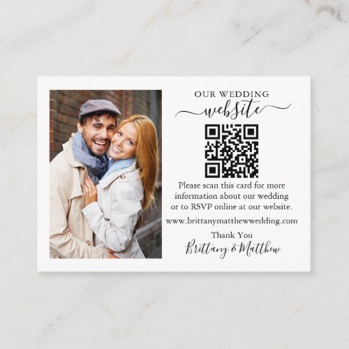 Wedding Website Minimalist Simple QR Photo Enclosure Card