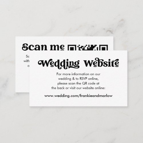 Wedding Website Modern Retro RSVP QR Code Enclosure Card