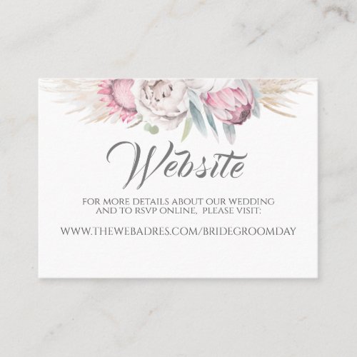 Wedding Website Pampas Grass Pink Exotic Floral Business Card