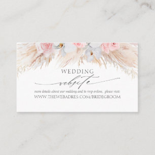 Wedding Website Pastel Tropical Flowers & Pampas Business Card
