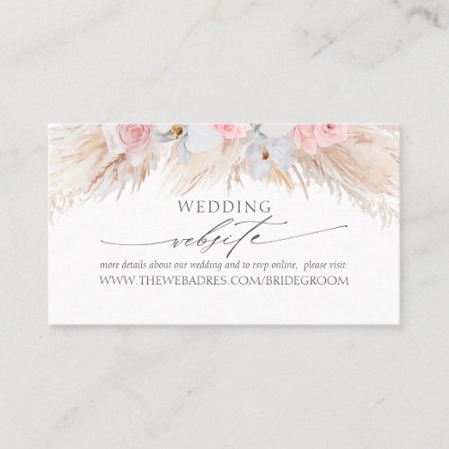 Wedding Website Pastel Tropical Flowers  Pampas Business Card