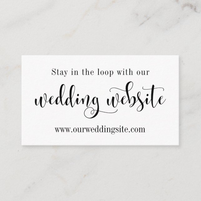 Wedding Website, Pretty Script Editable Background Enclosure Card (Front)