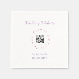 wedding website purple pink scan QR cicular elegan Napkins