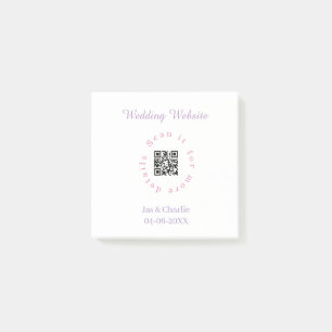 wedding website purple pink scan QR cicular elegan Post-it Notes