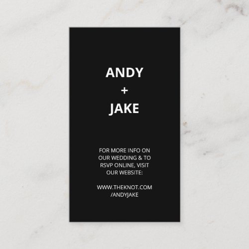 Wedding Website  QR Code BLACK Minimalist  Enclosure Card