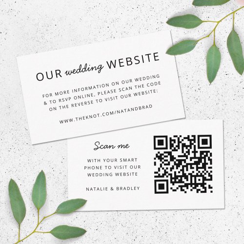 Wedding Website  QR Code Clean Simple Minimalist Enclosure Card