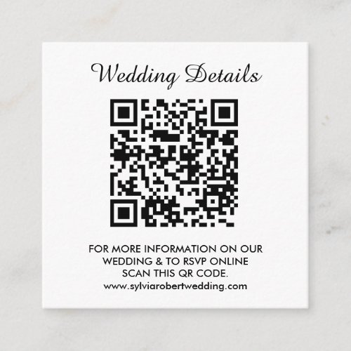 Wedding Website  QR Code Couple Photo RSVP Enclosure Card