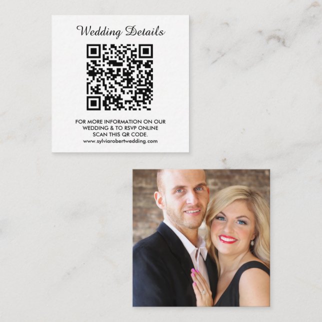 Wedding Website | QR Code Couple Photo RSVP Enclosure Card (Front/Back)