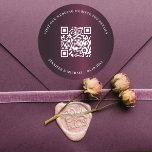 Wedding website QR code details rsvp burgundy Classic Round Sticker<br><div class="desc">Add your url for your wedding website.  For information,  details,  online rsvp.  A deep burgundy gradient background color.</div>