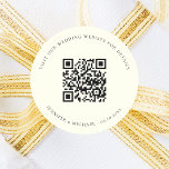 Wedding website QR code details rsvp ivory Classic Round Sticker<br><div class="desc">Add your url for your wedding website.  For information,  details,  online rsvp.  An ivory colored background,  black text.</div>