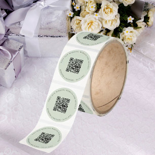 Wedding website QR code details rsvp sage green Classic Round Sticker