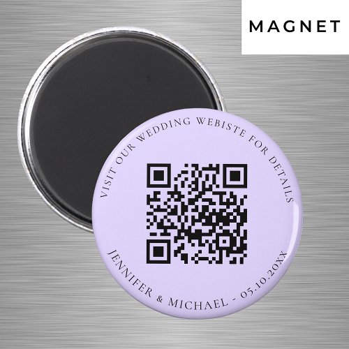 Wedding website QR code details rsvp violet Magnet