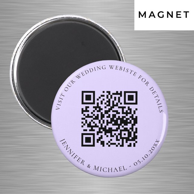 Wedding website QR code details rsvp violet Magnet (Creator Uploaded)