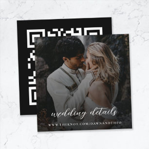 Wedding Website QR Code Elegant Photo RSVP Enclosure Card