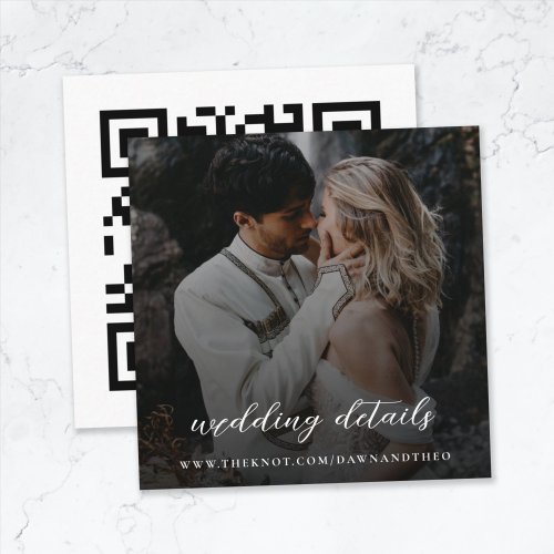 Wedding Website  QR Code Elegant Photo RSVP Enclosure Card
