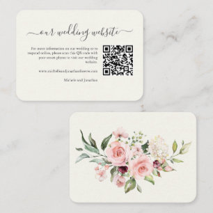 Wedding Website QR Code Insert Card Cream Floral 