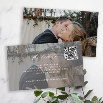 Wedding Website Qr Code Minimal Photo Details Enclosure Card by invitations_kits at Zazzle