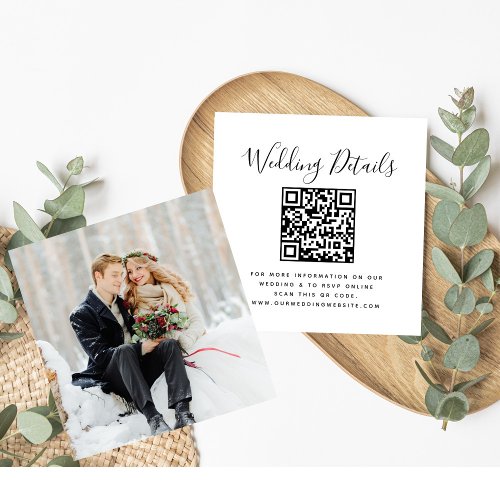 Wedding Website  QR Code  Minimal Photo RSVP  Enclosure Card