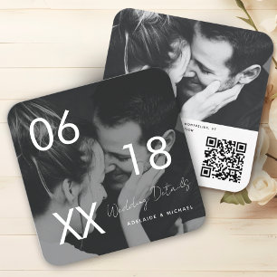 Wedding Website QR Code Minimal Photo Wedding RSVP Enclosure Card