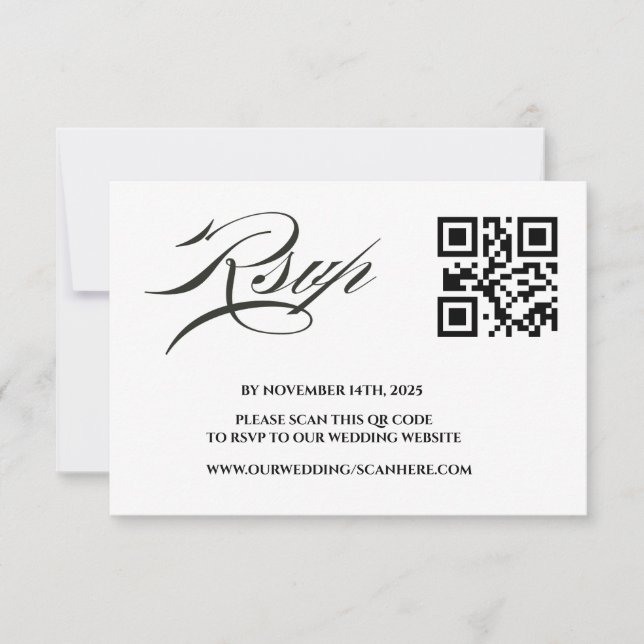 Wedding Website | QR Code Minimalist Photo RSVP Card (Front)