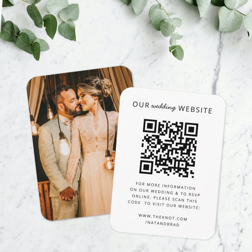 Wedding Website  QR Code Minimalist Photo RSVP Enclosure Card