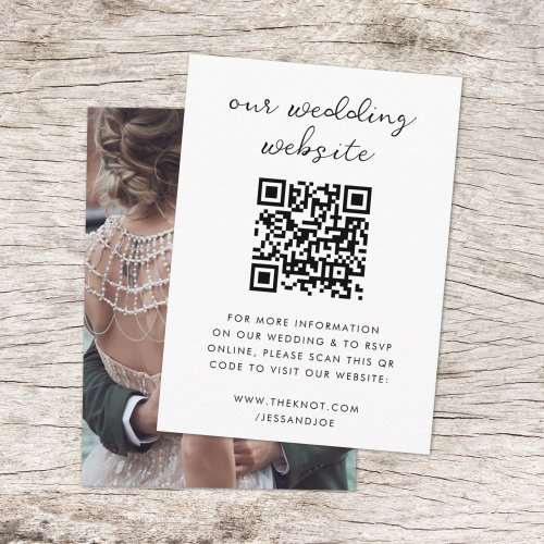 Wedding Website  QR Code Minimalist Photo RSVP Enclosure Card