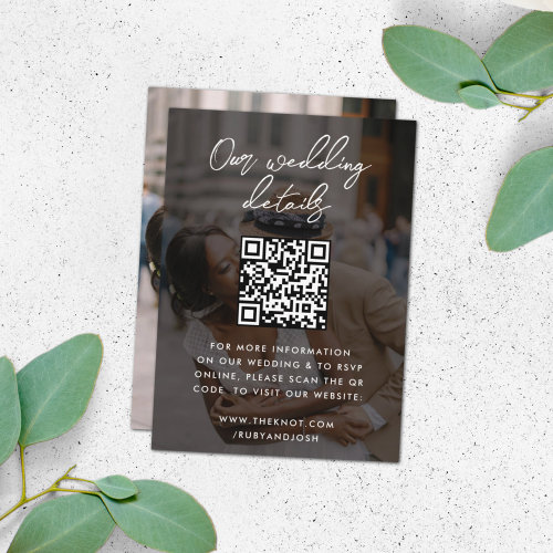 Wedding Website  QR Code Minimalist Photo RSVP Enclosure Card