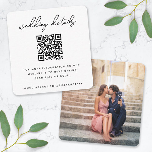 Wedding Website  QR Code Minimalist Photo RSVP Enclosure Card