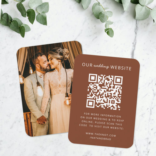 Wedding Website  QR Code Minimalist Photo RSVP Enclosure Card