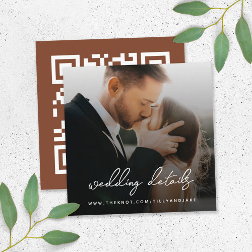 Wedding Website  QR Code Minimalist Photo RSVP Enclosure Card
