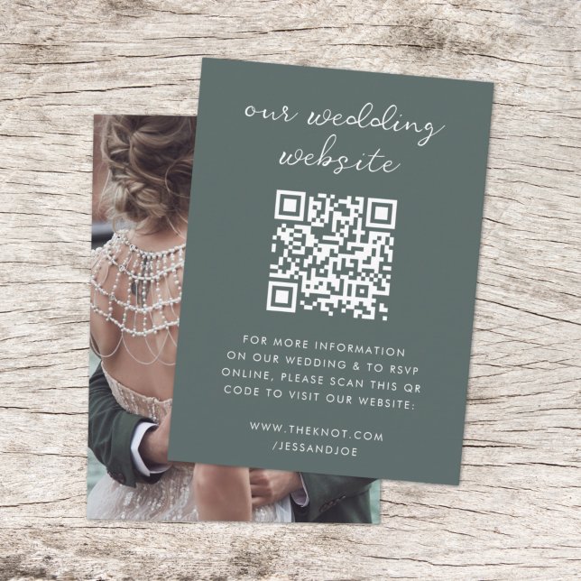 Wedding Website | QR Code Minimalist Photo RSVP Enclosure Card (Creator Uploaded)