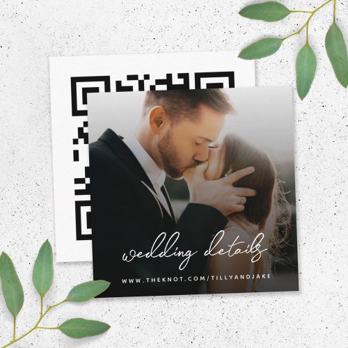 Wedding Website  QR Code Minimalist Photo RSVP Enclosure Card