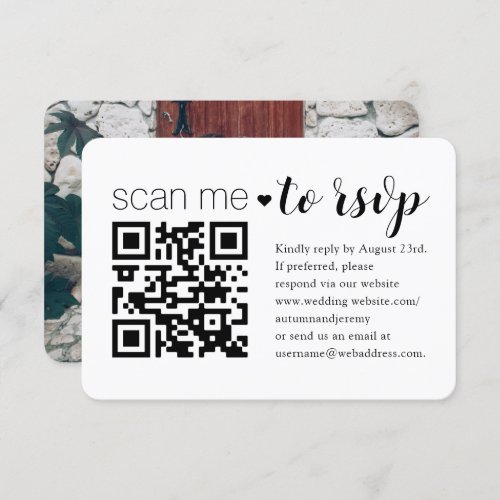 Wedding Website QR Code Modern Photo Enclosure RSVP Card