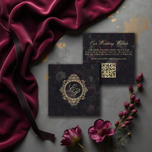 Wedding Website QR Code Moody Vintage Victorian Enclosure Card