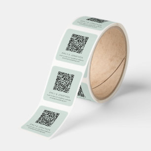 Wedding Website QR Code Names Mint Green Square Sticker