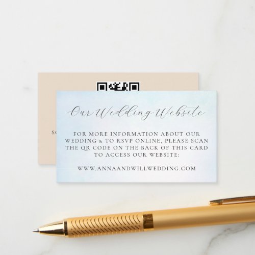 Wedding Website QR Code Ocean Sky Blue Wedding Enclosure Card