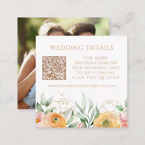 Wedding Website QR Code Photo Floral RSVP Enclosure Card